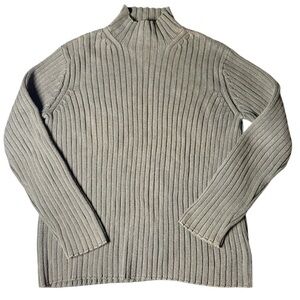 LAUREN RALPH LAUREN Turtleneck Ribbed Sweater Womens Size Large Green Cotton